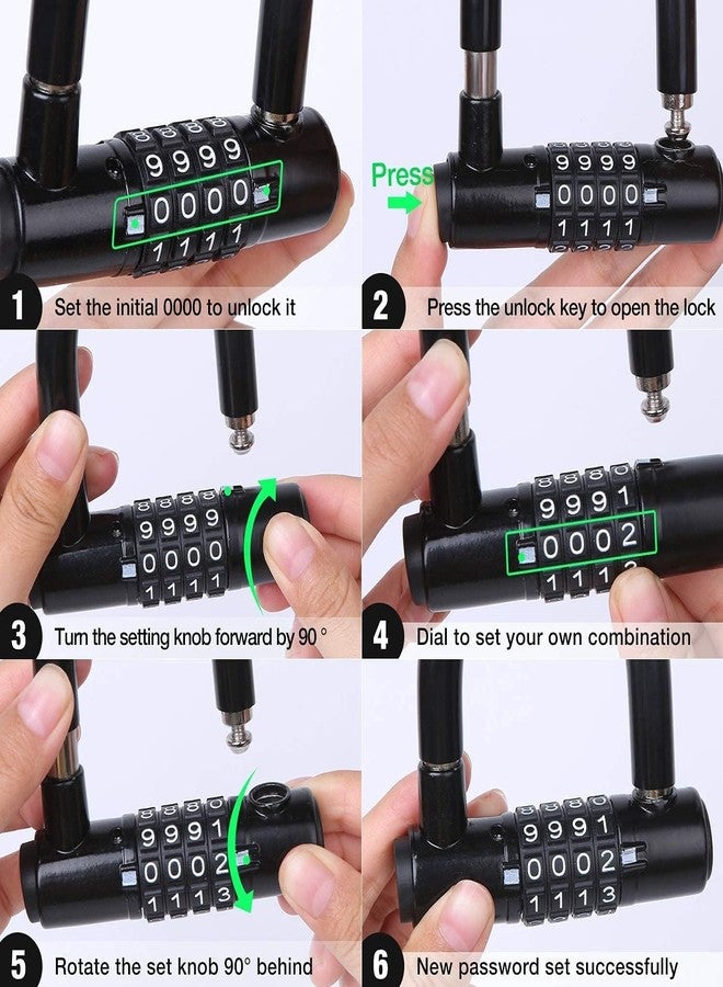Divik Bike Lock 4 Digit, Heavy Duty Keyless Number Lock with 4-Digit Code, Waterproof Anti-Theft Resettable Password U-Lock for Motorbike, Bicycle, Scooter, Gym, School, Gate & Locker (1Pcs) - Image 5